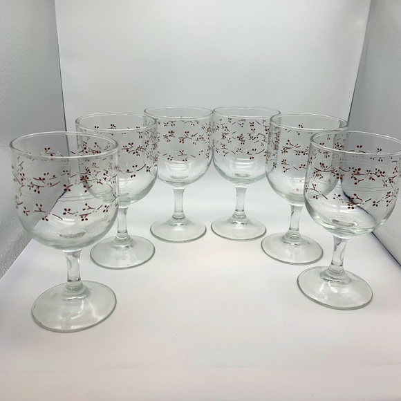 Vintage Anchor Hocking Hawthorne Country Goblets Set of 6 Glasses - Picture 1 of 10